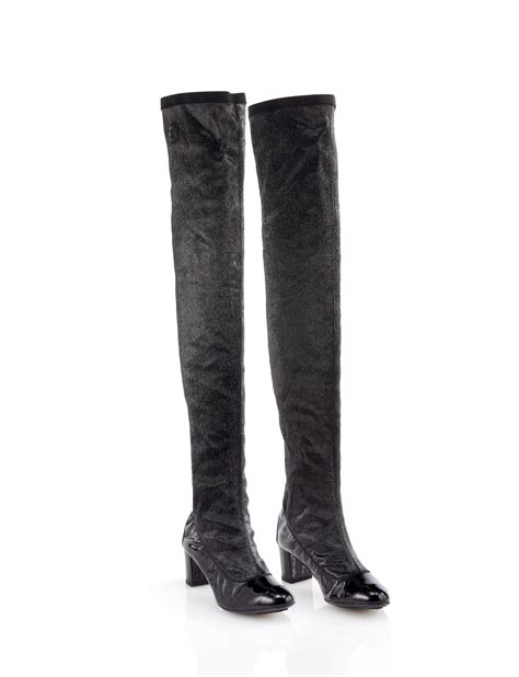 chanel black over the knee boots|Chanel Knee Boots .